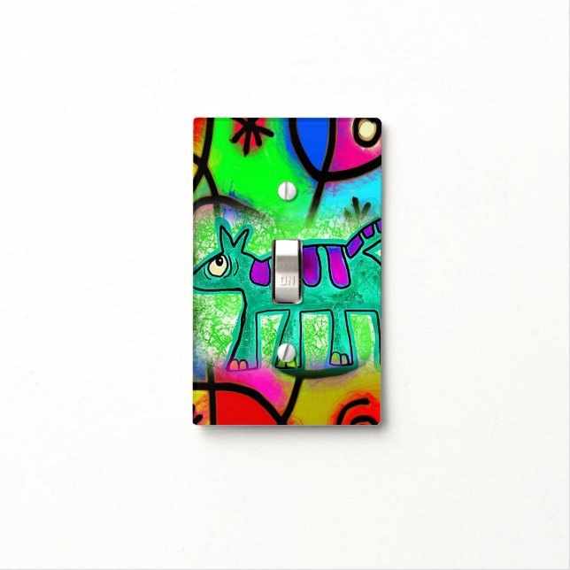  Light Switch Cover Whimsical Dog (In Situ)