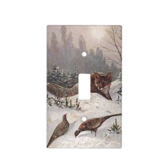 Light Switch Cover Wildlife Fox Hunts Pheasants (Front)