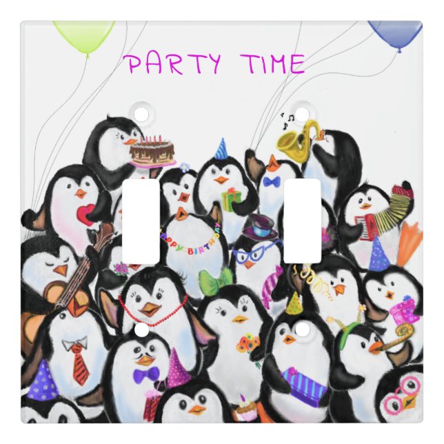 Light Switch Cover with Happy Penguins Party (Front)