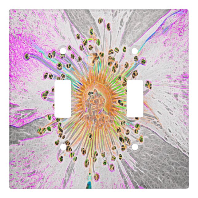 Light Switch Cover with Wild Rose Pastel Design (Front)