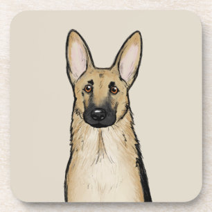 Light Tan and Black German Shepherd Dog   Pet Art Beverage Coaster