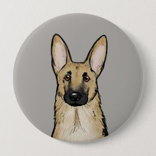 Light Tan and Black German Shepherd Dog   Pet Art Button