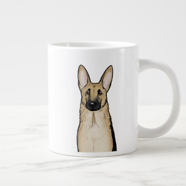 Light Tan and Black German Shepherd Dog | Pet Art Giant Coffee Mug (Right)