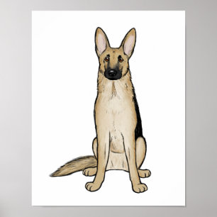 Light Tan and Black German Shepherd Dog Pet Art Poster