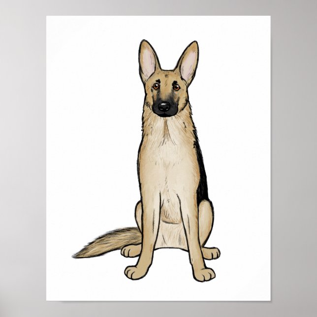 Light Tan and Black German Shepherd Dog | Pet Art Poster (Front)