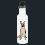 Light Tan and Black German Shepherd Dog | Pet Art Stainless Steel Water Bottle<br><div class="desc">Stay hydrated and reduce plastic waste with this cute German Shepherd Dog reusable water bottle. An original drawing of a light tan and black German Shepherd. Visit Jenn’s Doodle World for more dog breed designs and more products featuring this cartoon GSD.</div>