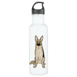 Light Tan and Black German Shepherd Dog Pet Art Stainless Steel Water Bottle