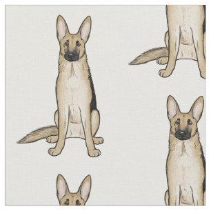 Light Tan German Shepherd Dogs Pattern Pet Art Fabric
