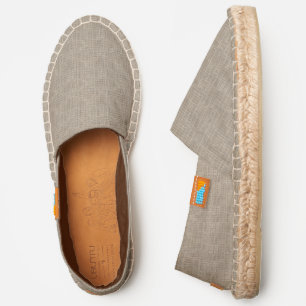 Light Tan Hesian Burlap Pattern Espadrilles
