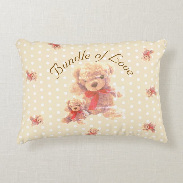 Light Tan Vintage Teddy Bear Nursery Accent Pillow (Front)