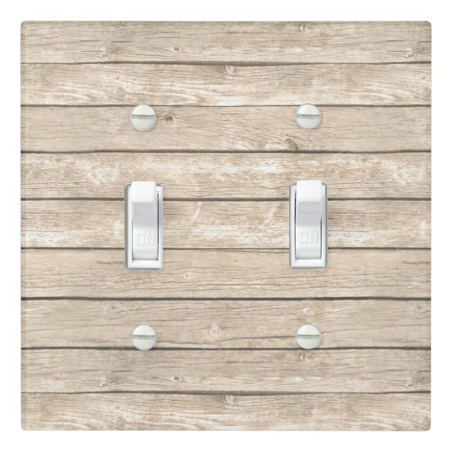 Light Tan Wood Light Switch Cover (In Situ)