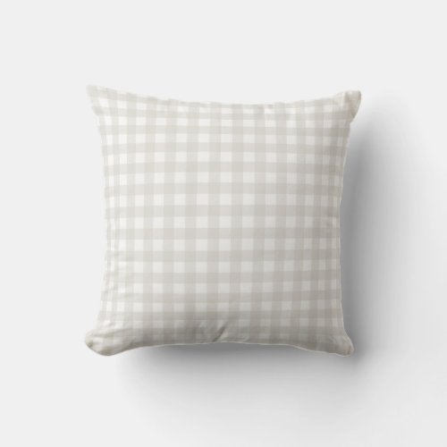 Light Taupe Buffalo Plaid Farmhouse Decor Throw Pillow