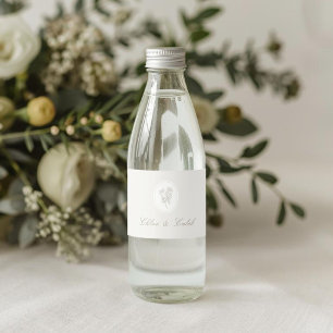 Light Taupe Chic Botanical Wedding Water Bottle Label