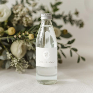 Light Taupe | Chic Botanical Wedding Water Bottle Label