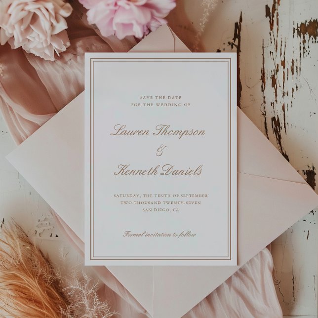 Light Taupe Elegant Script Save The Date Invitation (Creator Uploaded)