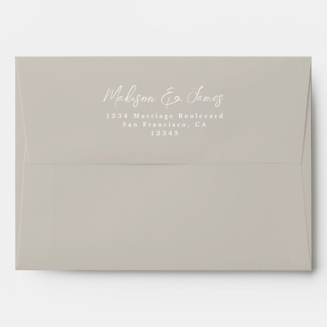 Light Taupe Wedding Return Address Envelope (Back (Top Flap))
