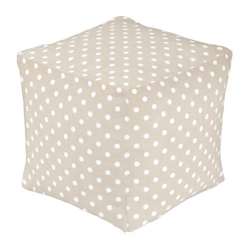 Light Taupe with Polka Dots Pouf