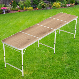 Light Teak Wood Beer Pong Table