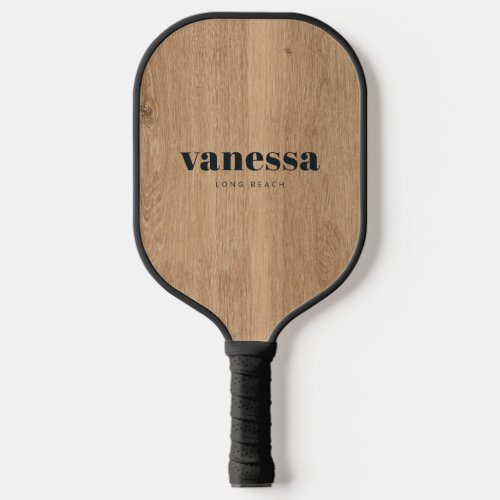Light Teak Wood Minimal Modern Classic Name Pickleball Paddle