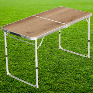 Light Teak Wood Tailgate Beer Pong Table