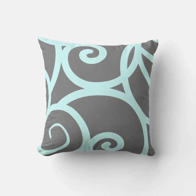 Light teal and gray abstract pattern pillow (Front)