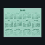 Light Teal and Hunter Green 2026 Magnetic Calendar<br><div class="desc">Create your own solid color background 2026 calendar magnet. 
The thin magnet is a horizontal format with the 4.25" x 5.6" size.
Customize the solid light teal background color to create your own design.
Minimalist teal green small magnet design for your fridge.</div>
