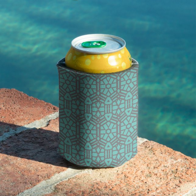 Light Teal and Silver Unique Pattern  Can Cooler (In Situ Pool)