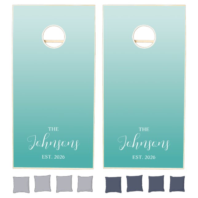 Light Teal Blue Gradient Wedding Cornhole Set (Set)