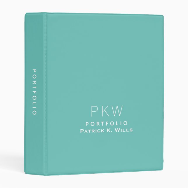 Light Teal Blue Portfolio Mini Binder (Front/Spine)