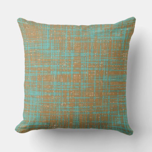 Light Teal Brown Beige Abstract Modern Throw Pillow