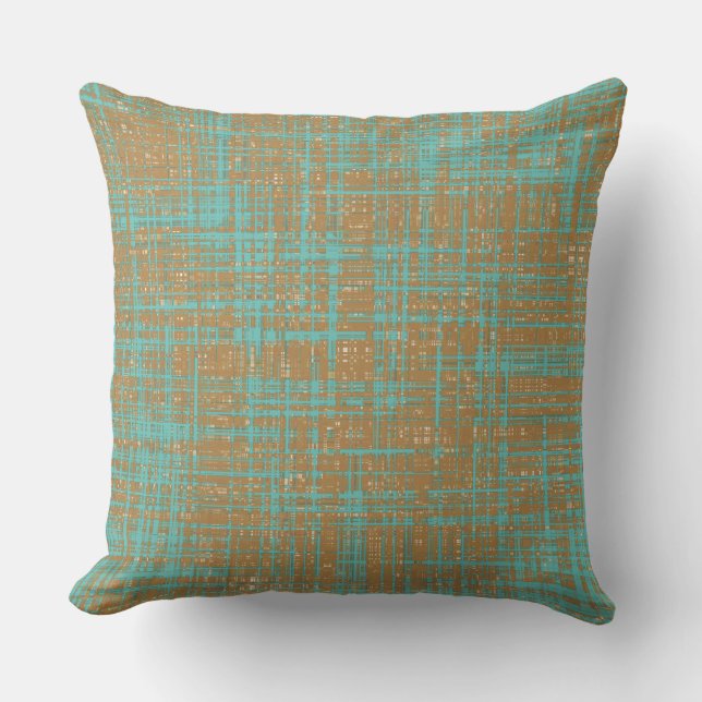 Light Teal Brown Beige Abstract Modern Throw Pillow (Front)
