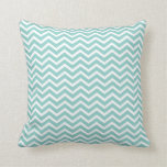 Light Teal Chevron Throw Pillow