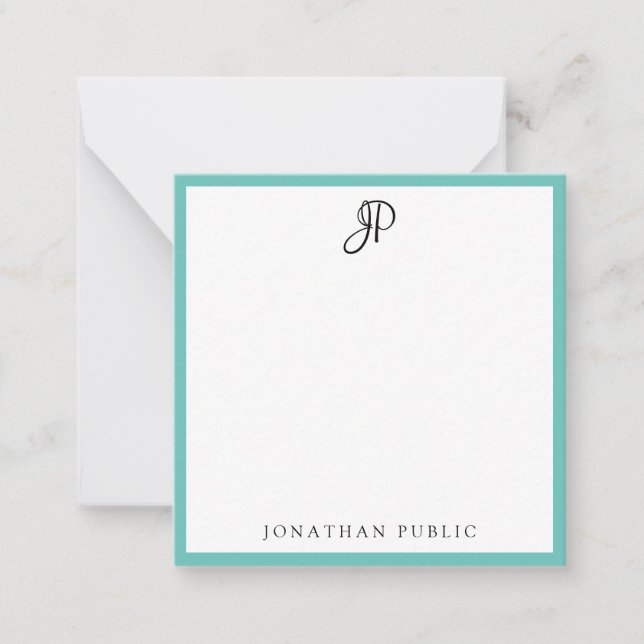 Light Teal Color Handwritten Monogram Template (Front)
