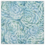 Light Teal Echeveria Succulents Pattern  Fabric