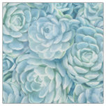 Light Teal Echeveria Succulents Pattern Fabric