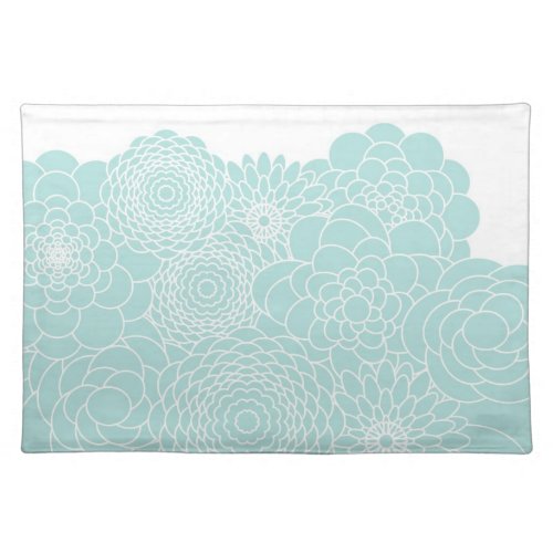 Light Teal Floral Modern Abstract Flowers Cloth Placemat