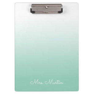 Light Teal Gradient Personalized Teacher Clipboard