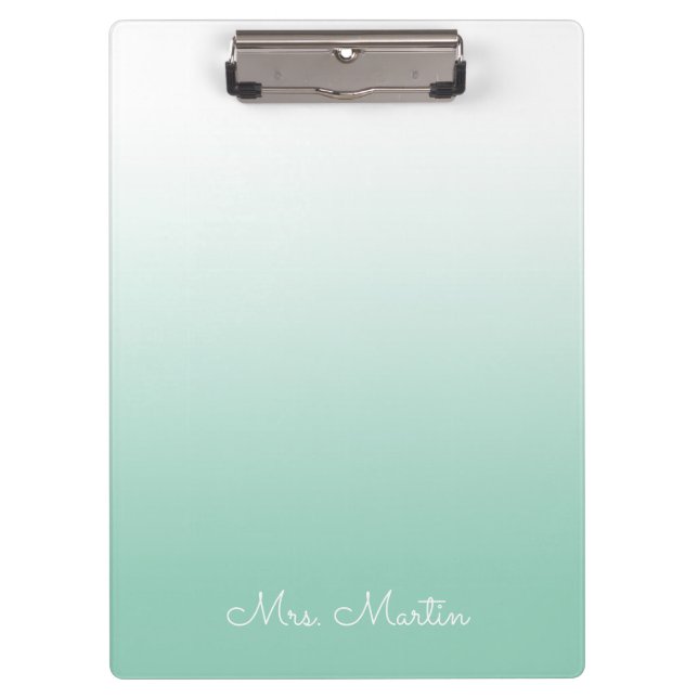 Light Teal Gradient Personalized Teacher Clipboard (Front)
