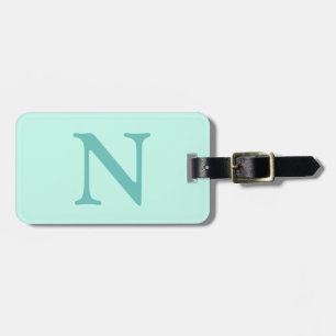 Light Teal Initial Letter Trendy Pastel Mint Blue Luggage Tag