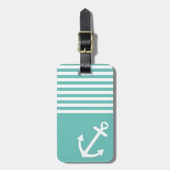 Light Teal Love Anchor Nautical Luggage Tag by OrganicSaturation at Zazzle