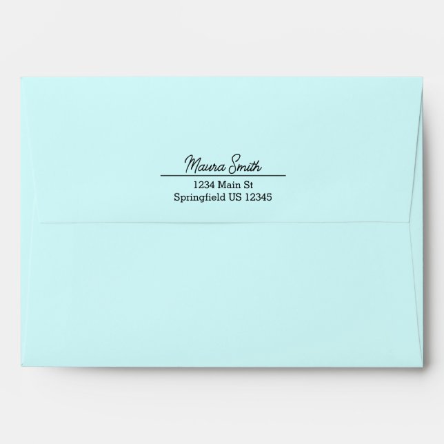 Light teal minimalist custom return address  envelope (Back (Top Flap))