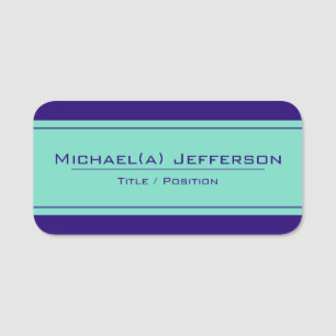 Light Teal Navy Dark Blue Soothing Striking Name Tag