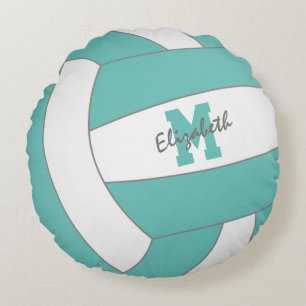 light teal or ANY color girls volleyball room Round Pillow