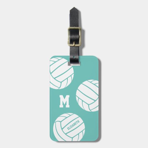 light teal or ANY color monogrammed volleyball Luggage Tag