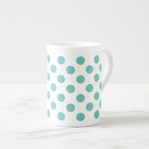 Light Teal Polka Dot Bone China Mug