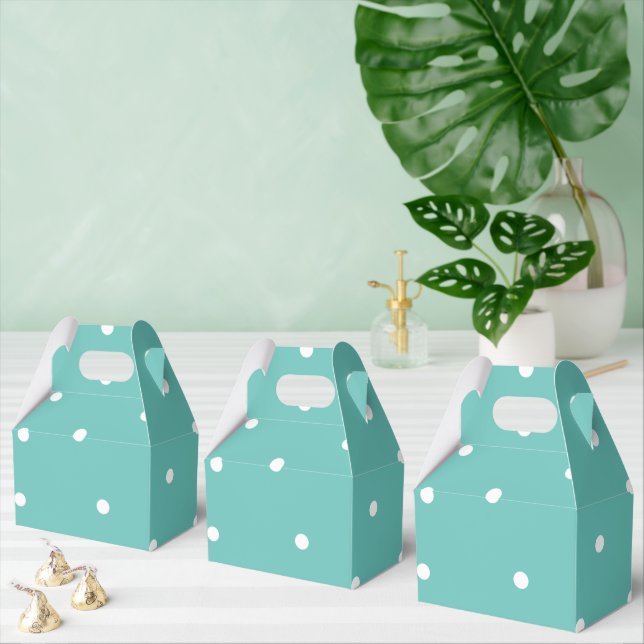 Light Teal Polka Dot Random Pattern Favor Boxes (Multiple)