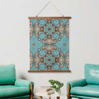 Light Teal Seafoam Green Taupe Brown Tribal Art