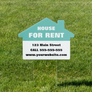LIGHT TEAL SIMPLE HOUSE CONDO FOR RENT SIGN