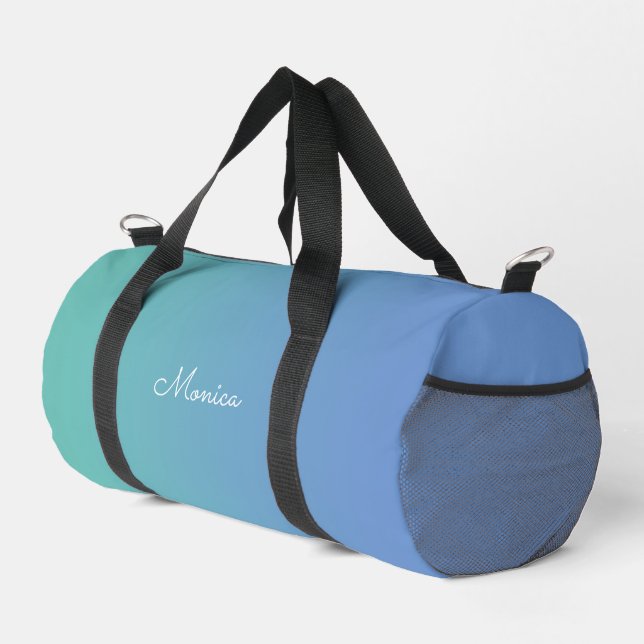 Light Teal to Cornflower Blue Gradient Duffle Bag (Right Corner)
