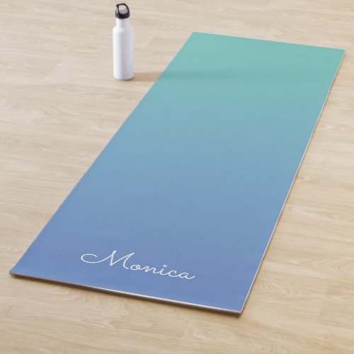 Light Teal to Cornflower Blue Gradient Yoga Mat